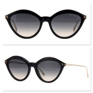 New TOM FORD Chloe Cat Eye Black Sunglasses